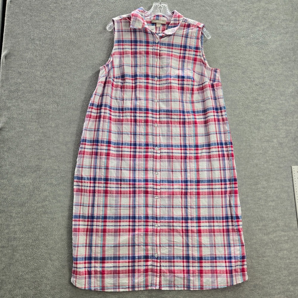 Woman Within Women Dress 16w Red Plaid Sleeveless‎ Shirt Collar